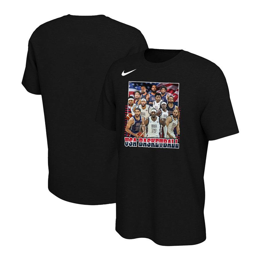 Men 2024 USA Champions black nike t shirts 